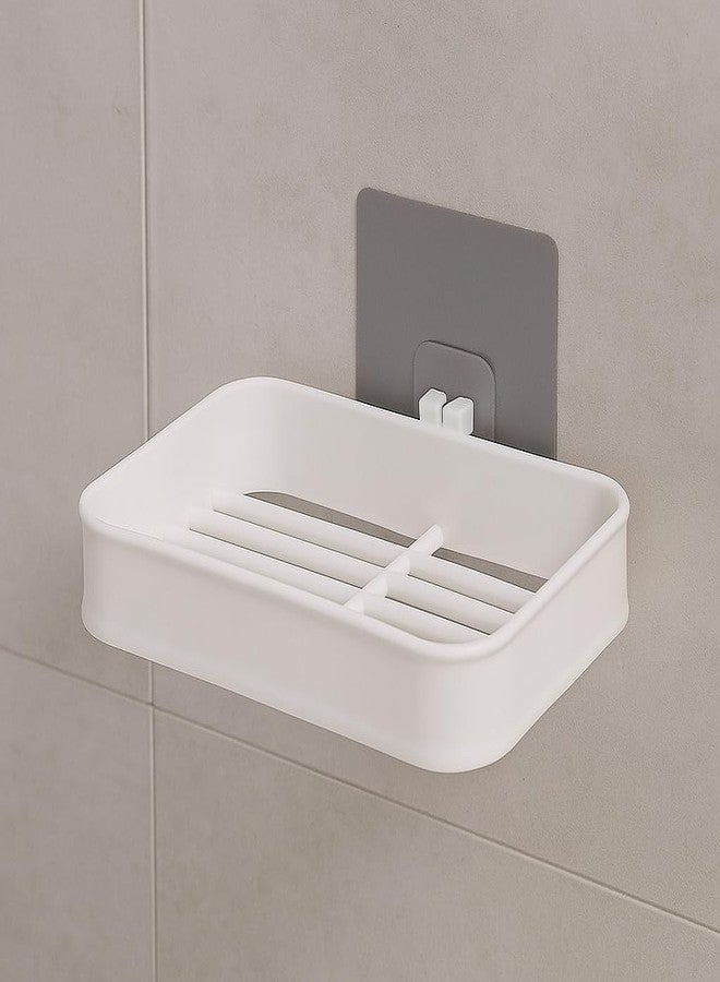 Pathavi Plastic Soap Dish Holder with Drainage Slots - Rectangular Self-Draining Soap Tray for Bathroom & Kitchen Sink, Non-Slip, Durable & Easy to Clean (White) | Pack of 6 - Image 5